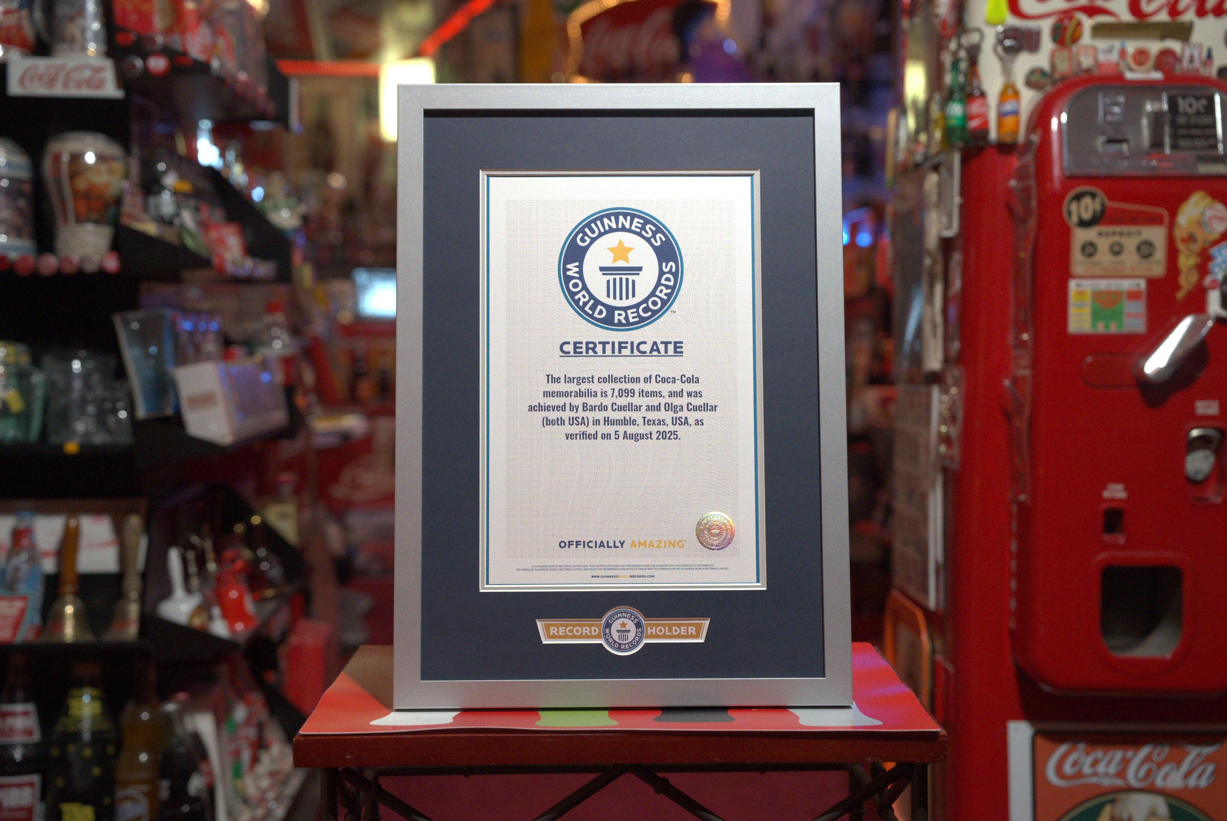 Official Guinness World Record certificate for the Coca-Cola memorabilia collection